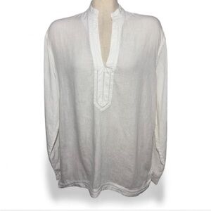 Murano 100% Linen White Tunic Blouse Size Medium Lightweight Relaxed Fit